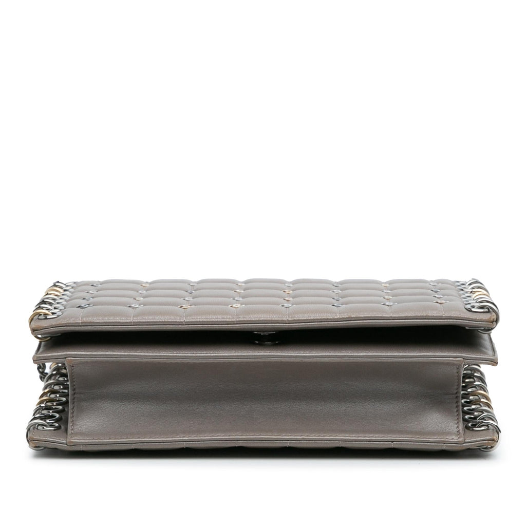 Chanel Small Lambskin Chocolate Bar CC Piercing Studded Chain Flap