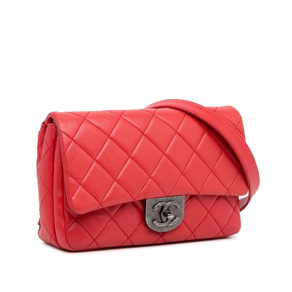 Chanel Small Quilted Goatskin Double Carry Waist Chain Flap