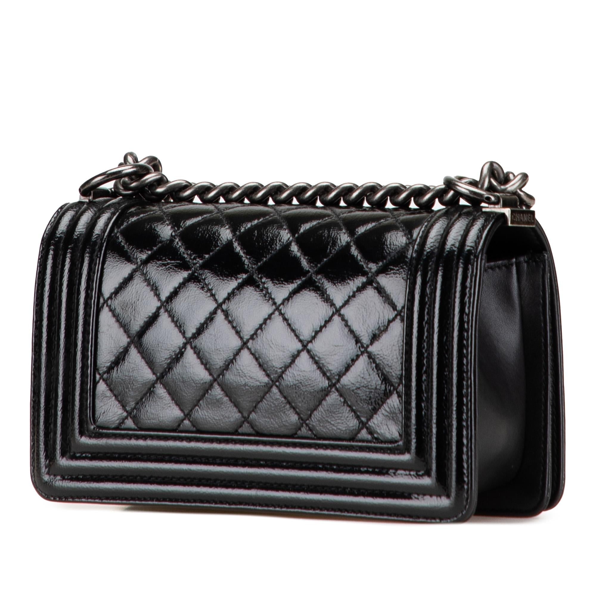 Chanel Small Quilted Patent Boy Flap