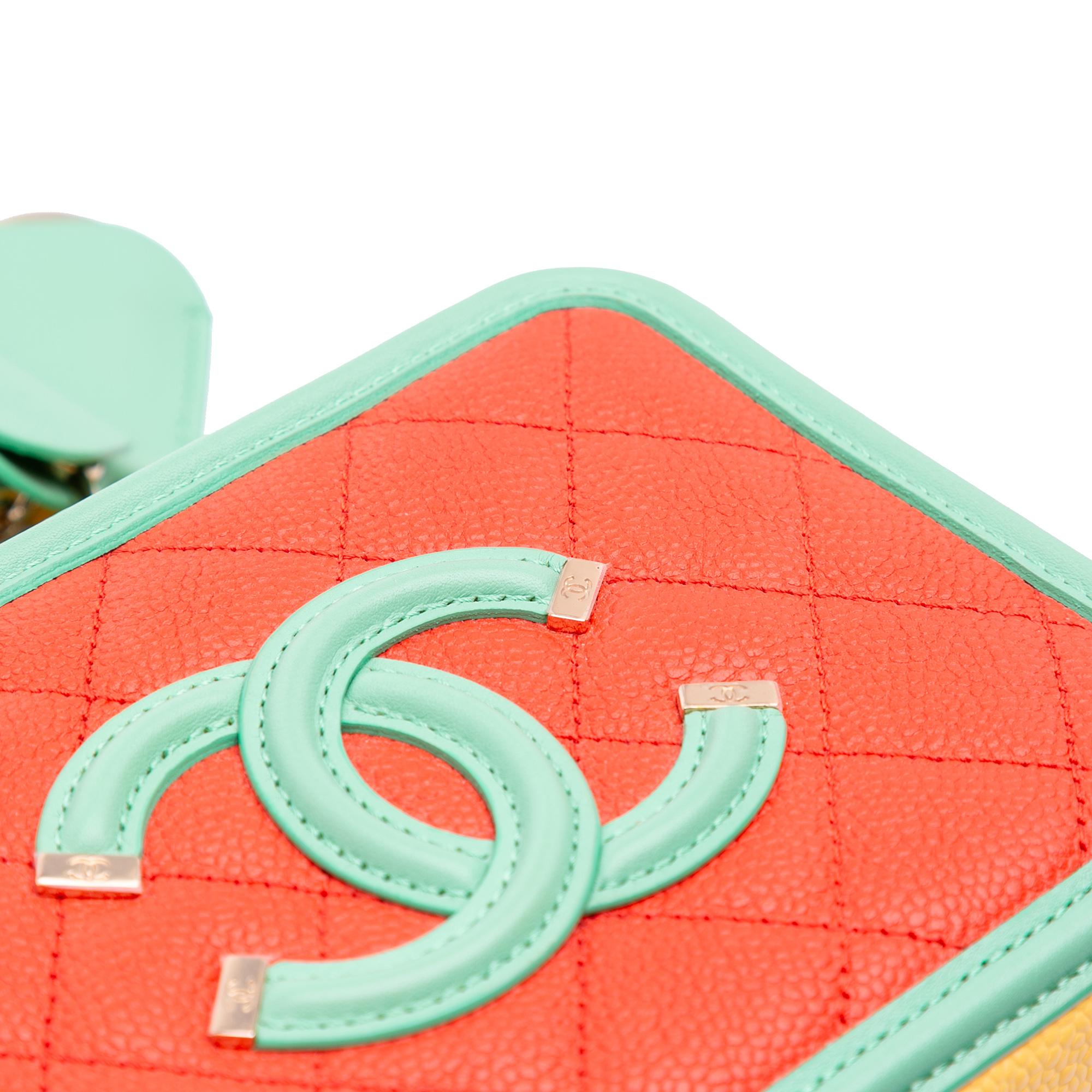 Chanel Small Tricolor Caviar CC Filigree Vanity Case