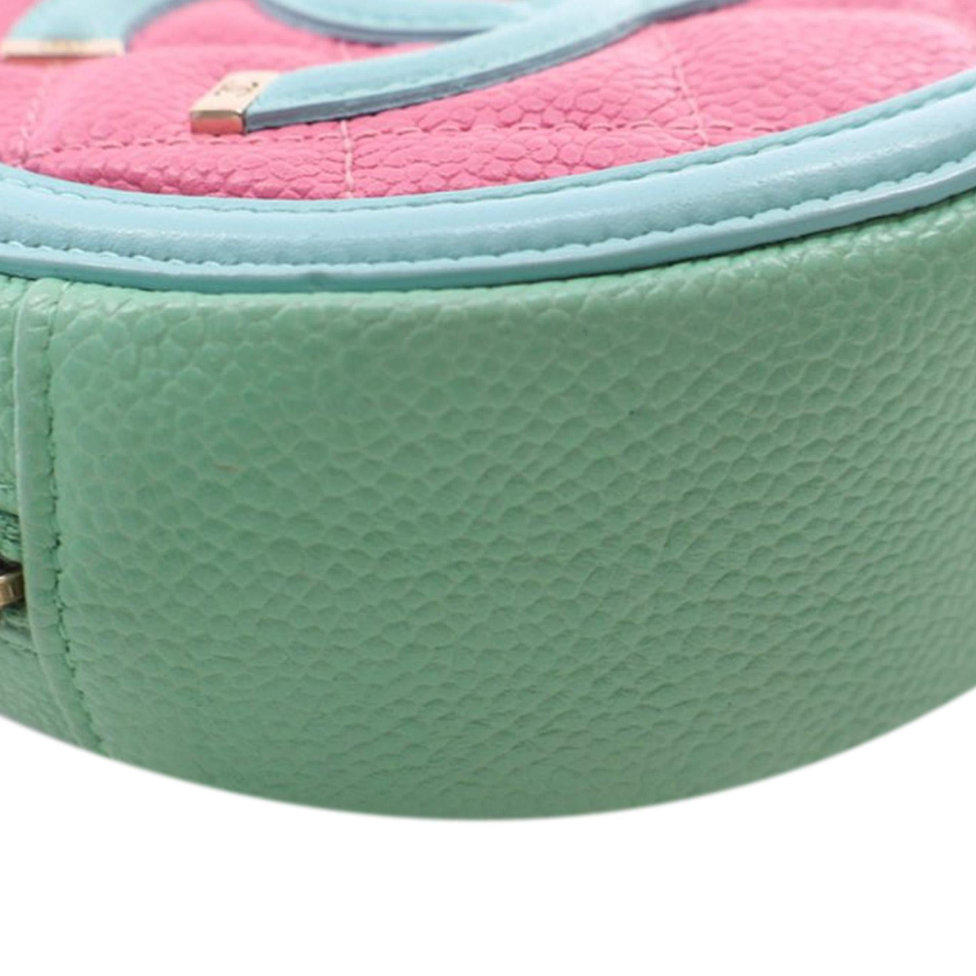 Chanel Tricolor Caviar CC Filigree Round Crossbody