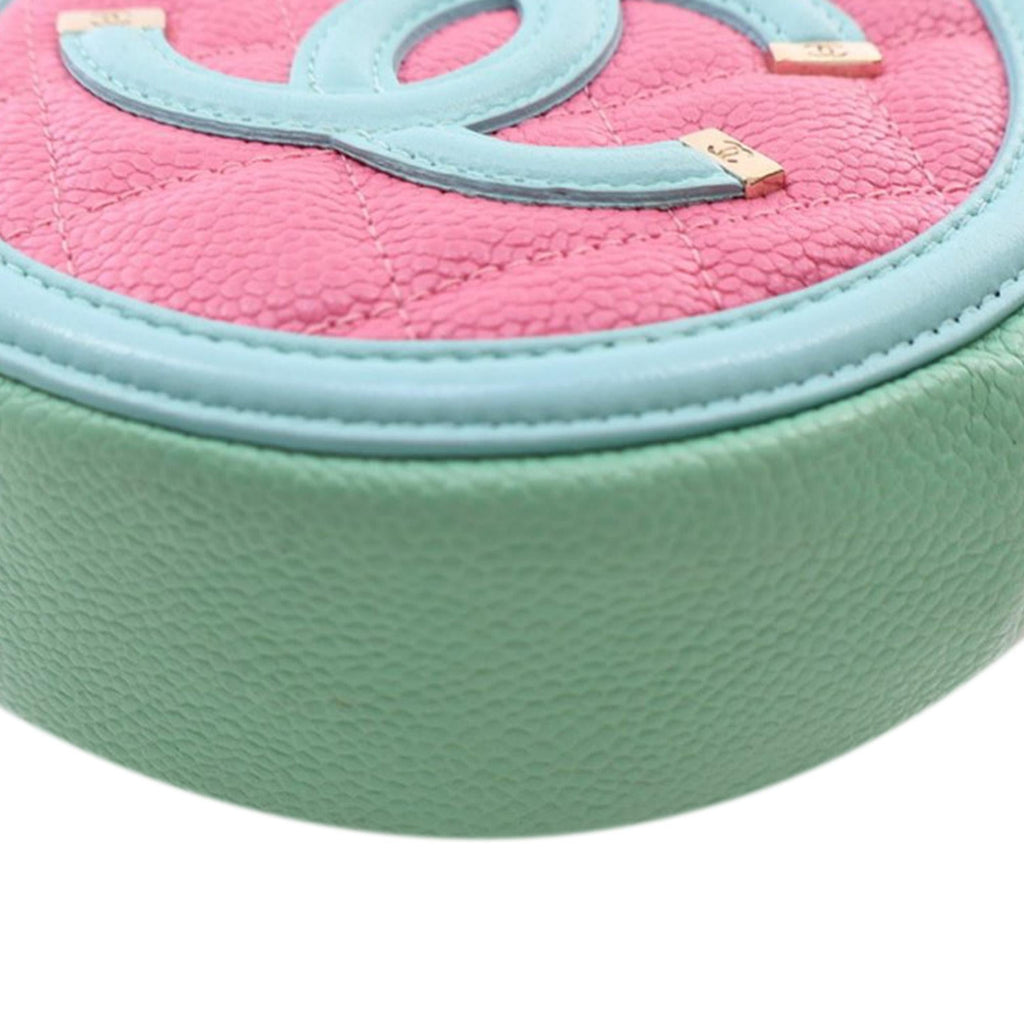 Chanel Tricolor Caviar CC Filigree Round Crossbody