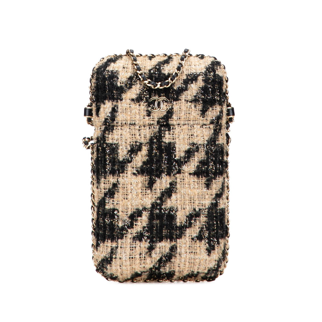 Chanel Tweed Chain Around Phone Holder