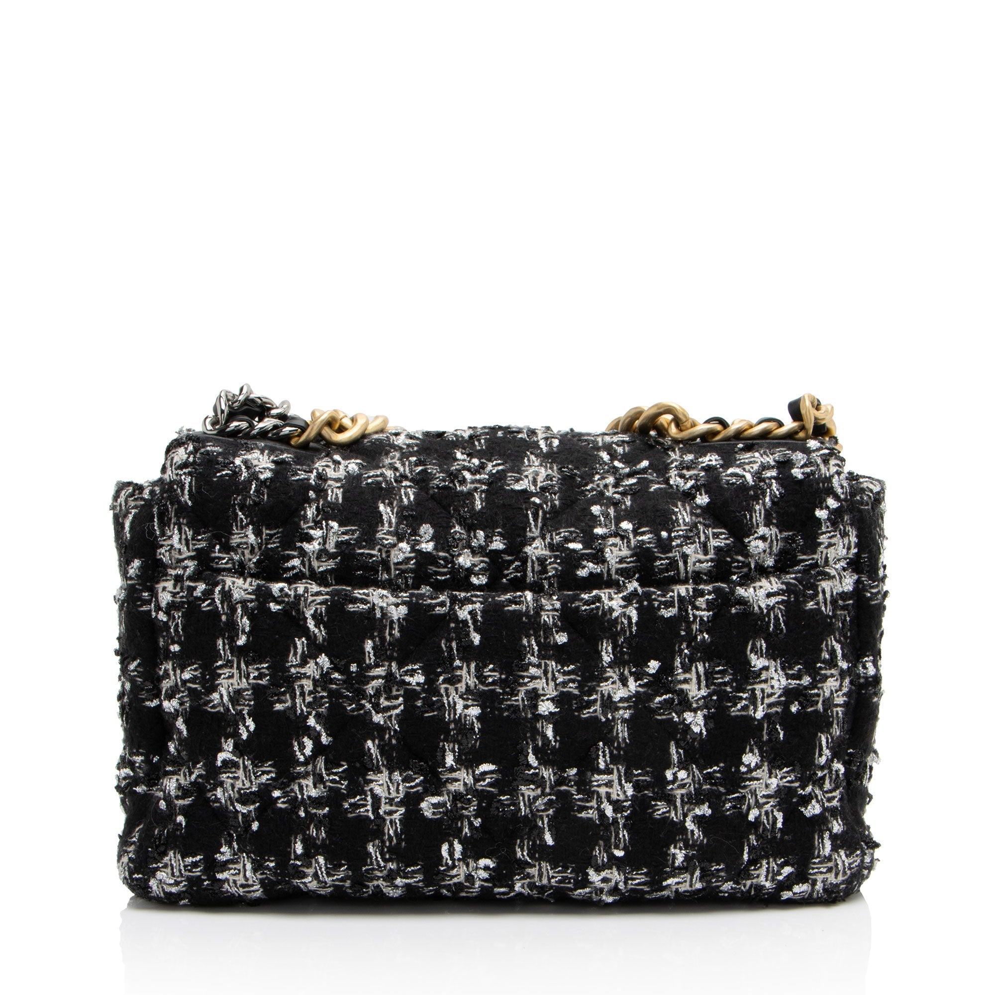Chanel Tweed Houndstooth 19 Large Flap Shoulder Bag