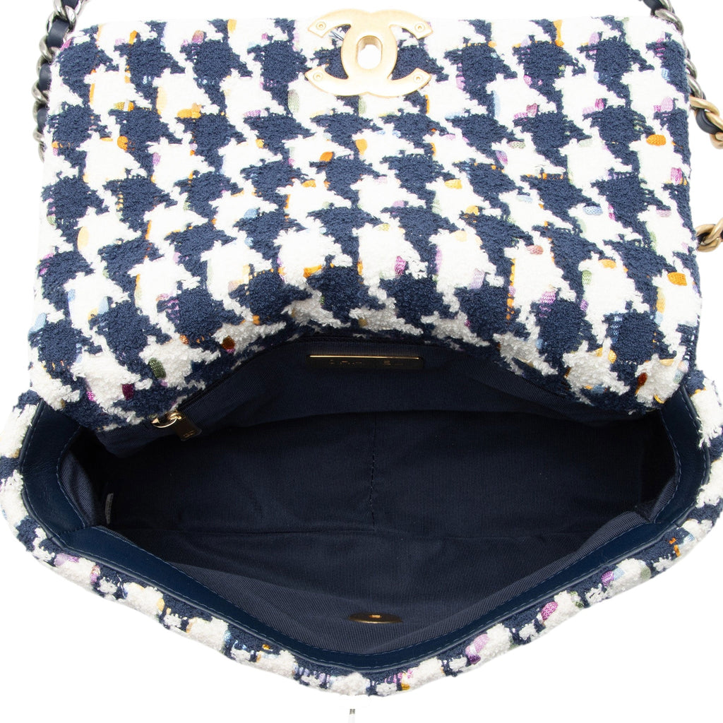 Chanel Tweed Houndstooth 19 Medium Flap Shoulder Bag