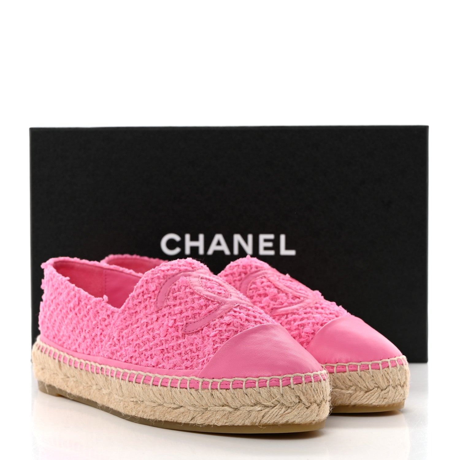 CHANEL TWEED LAMBSKIN CC ESPADRILLES