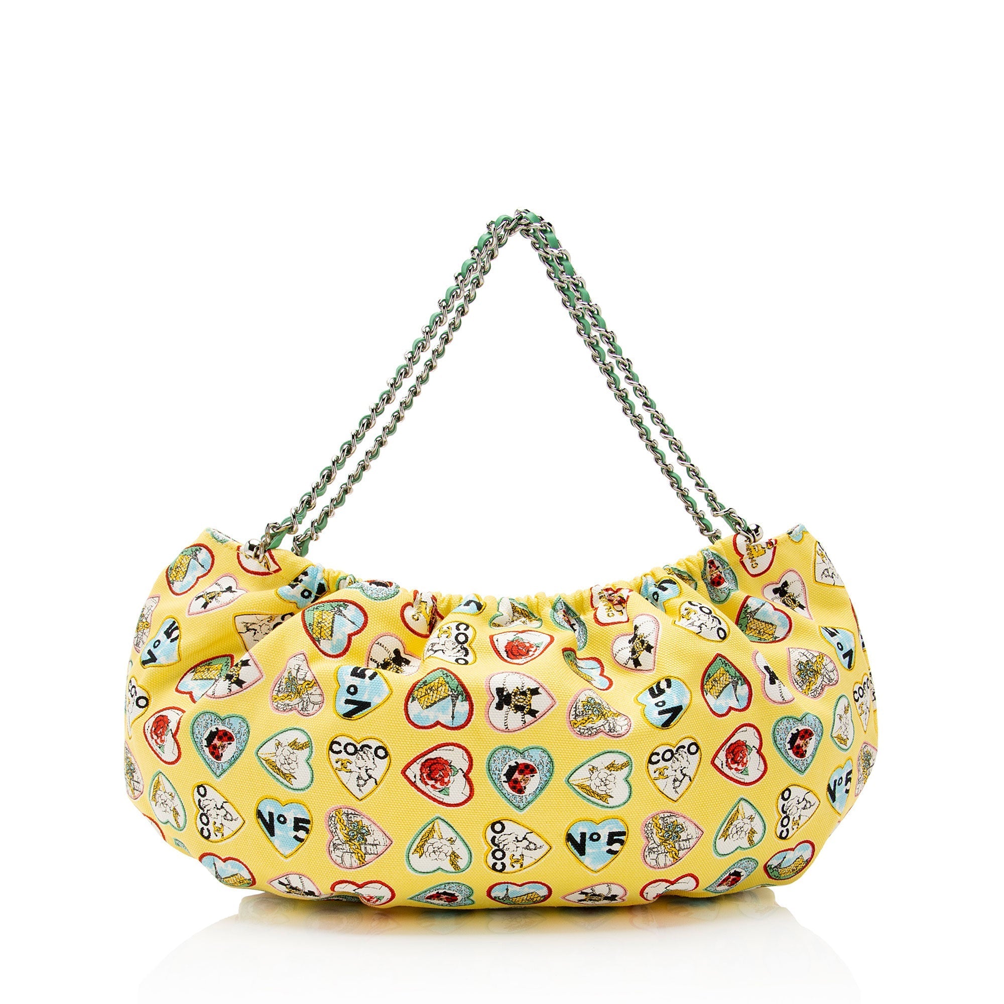 Chanel Vintage Canvas Coco Valentine Heart Chain Hobo