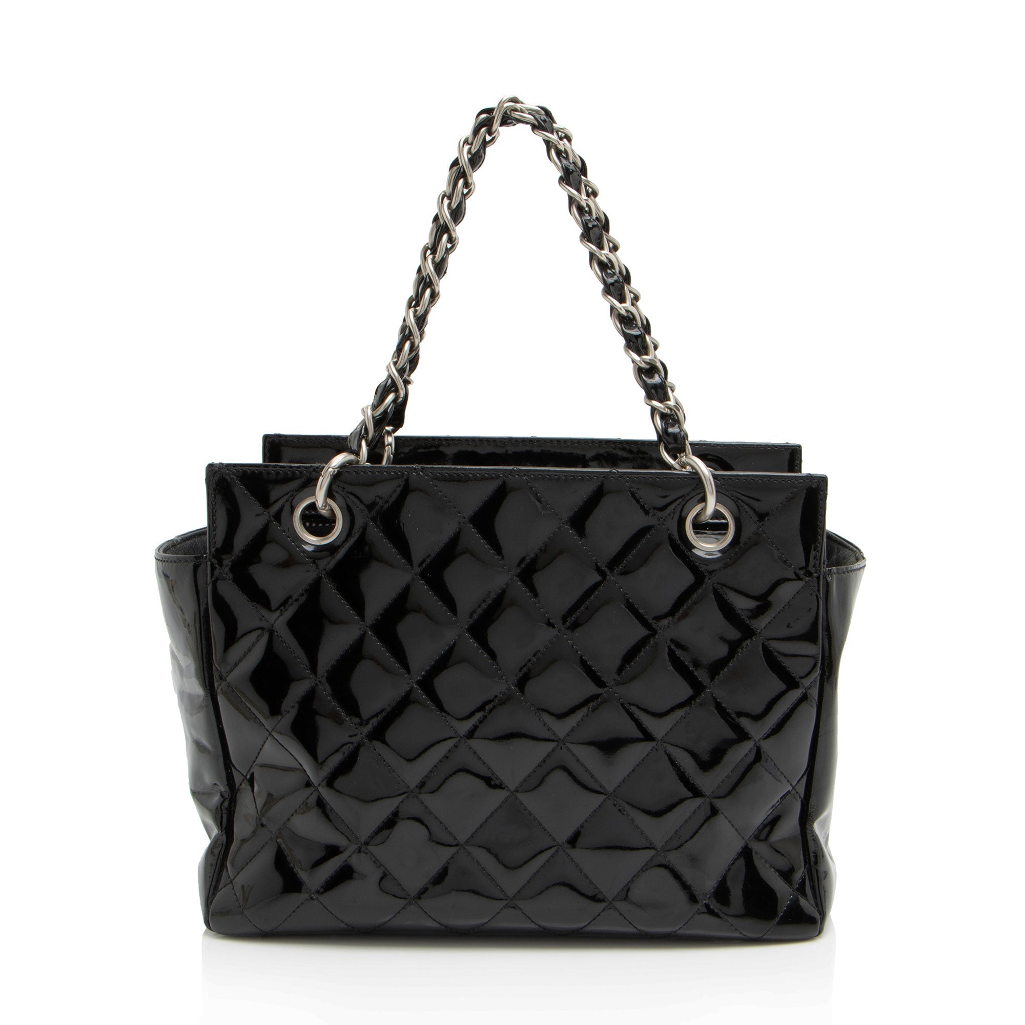 Chanel Vintage Patent Leather Timeless CC Petite Tote