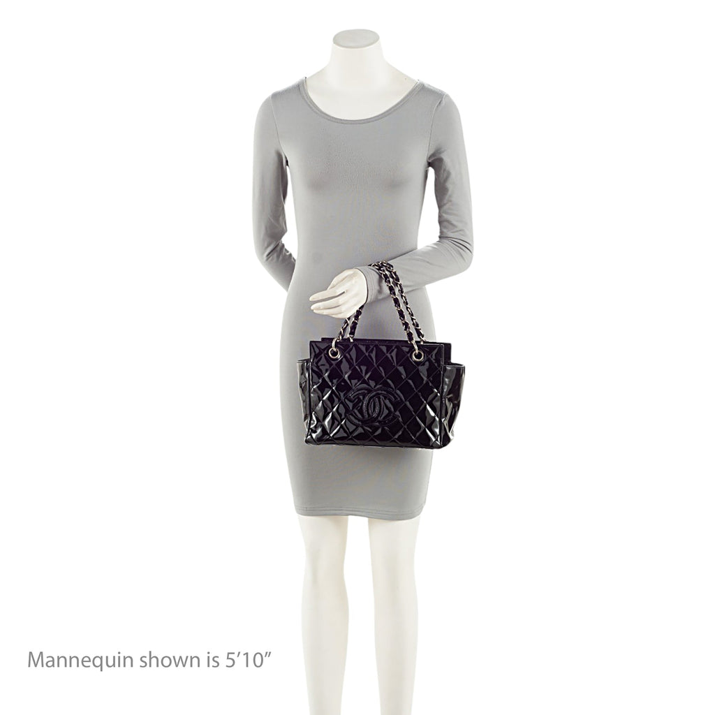 Chanel Vintage Patent Leather Timeless CC Petite Tote