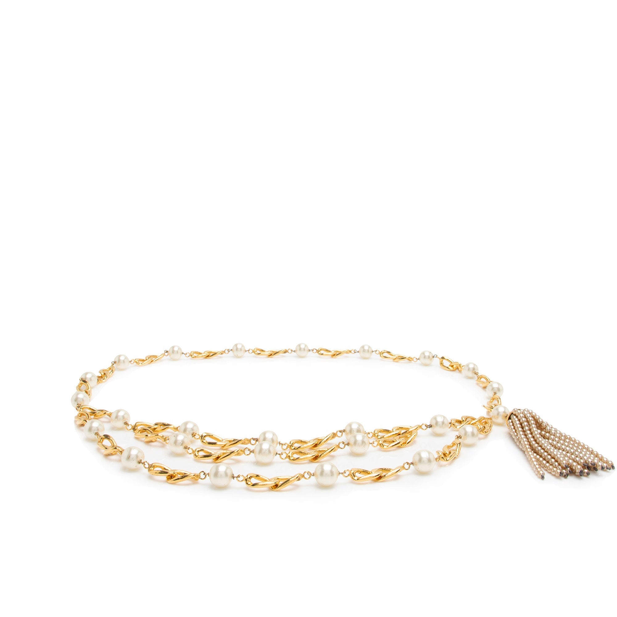 Chanel Vintage Pearl Tassel Chain Belt