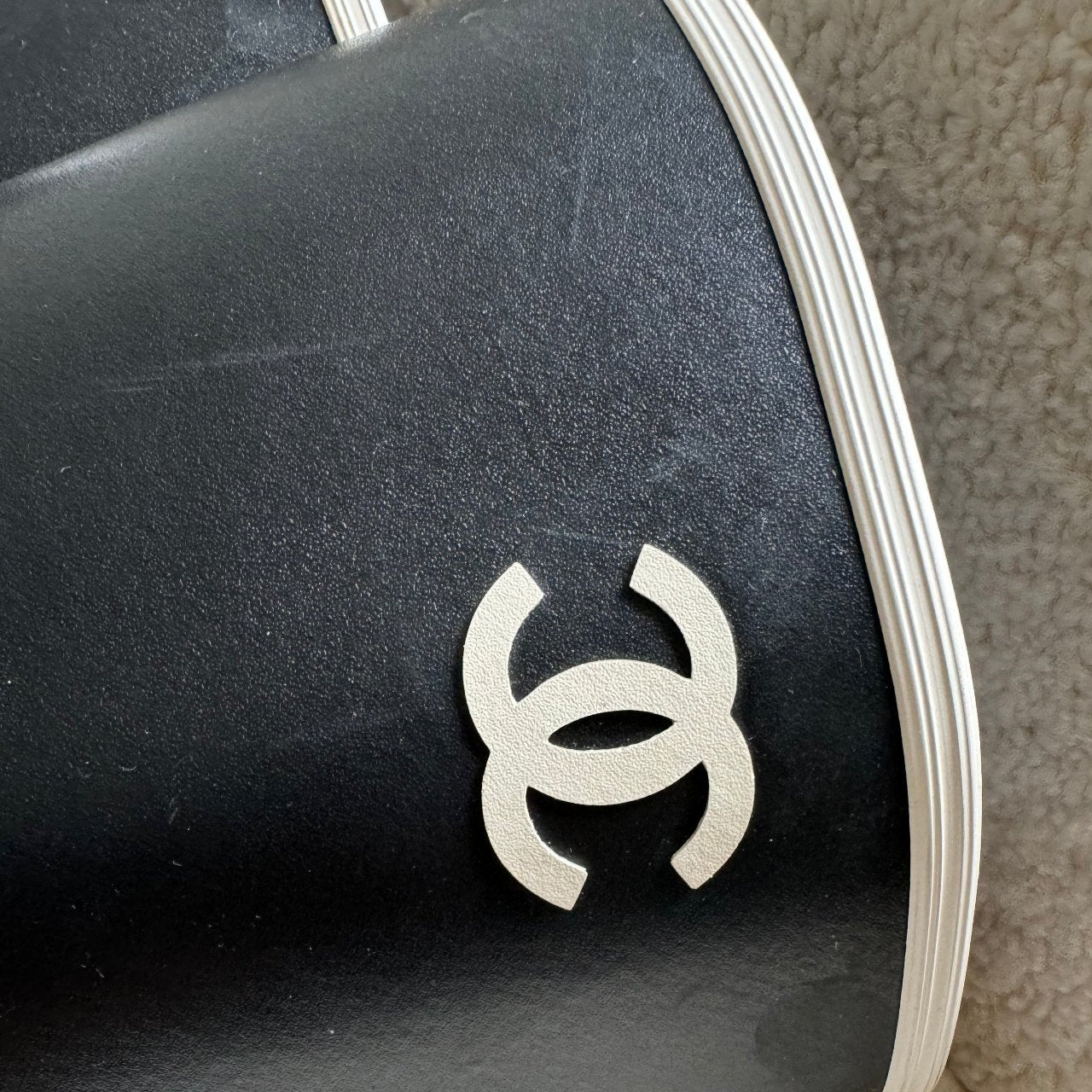 Chanel Rubber Over the Knee Boots in Black and White with CC Logo 36 Limited Edition