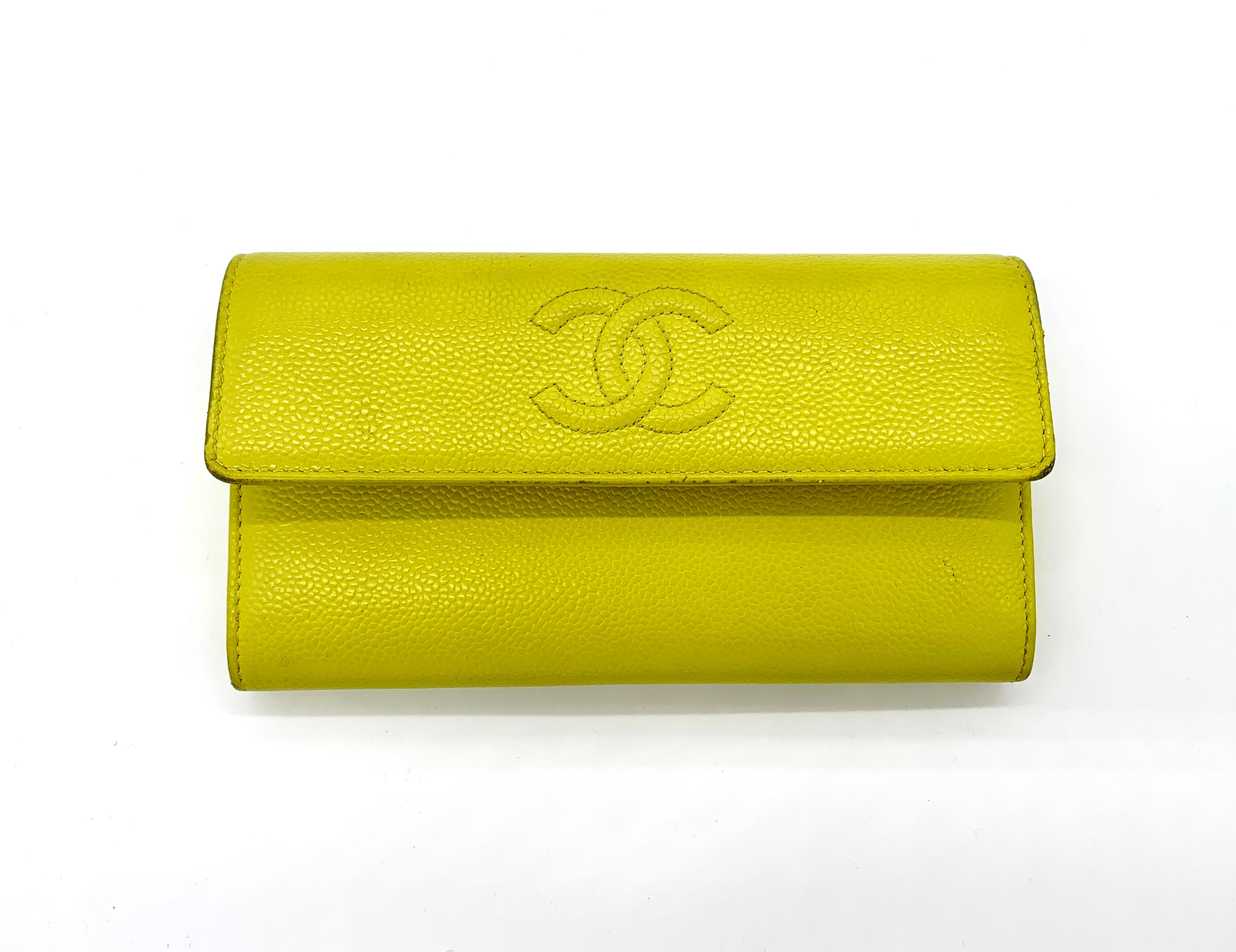 CHANEL YELLOW LEATHER WALLET