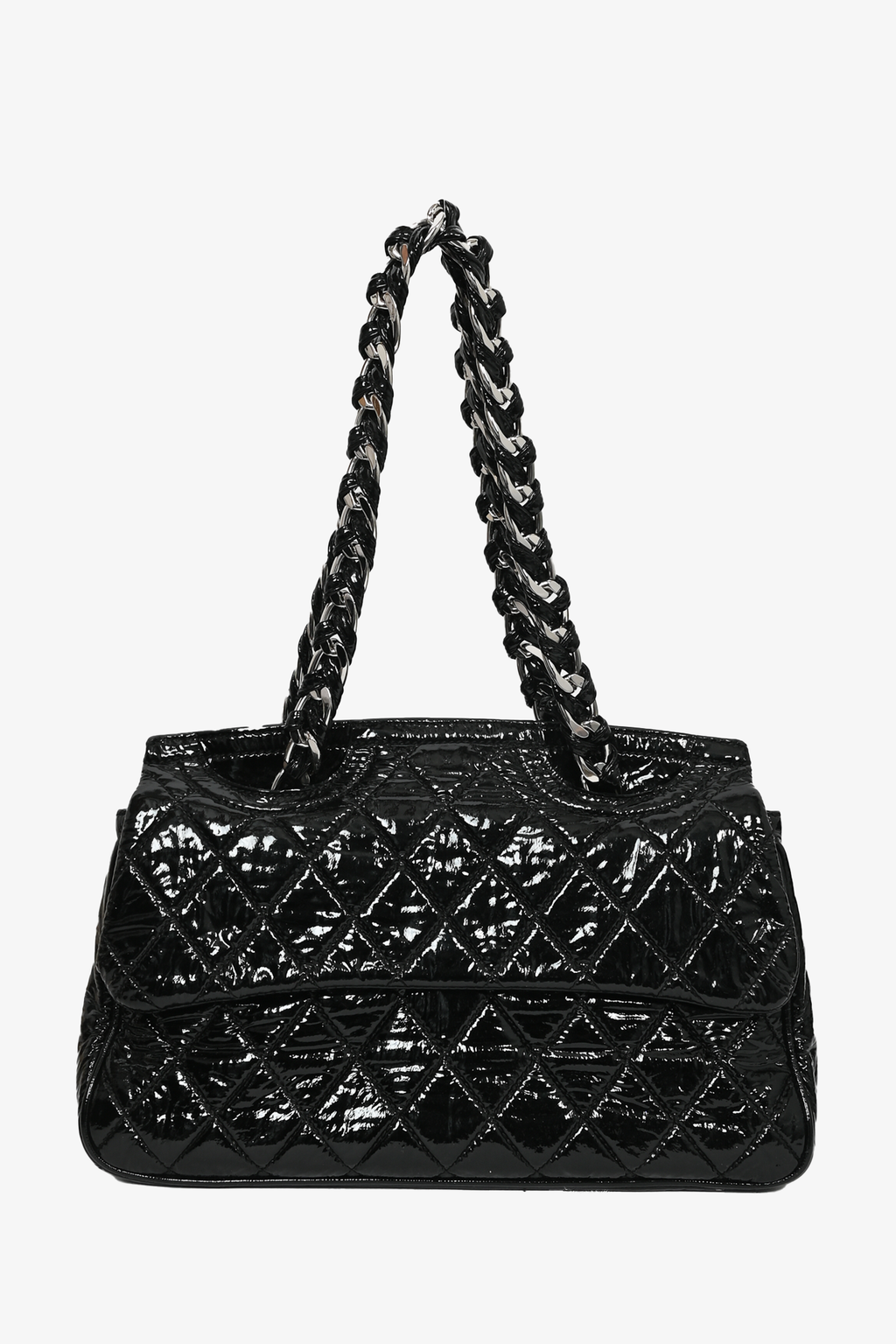 Pre-loved Chanel™ 2008/2009 Black Patent Leather Classic CC Flap Bag