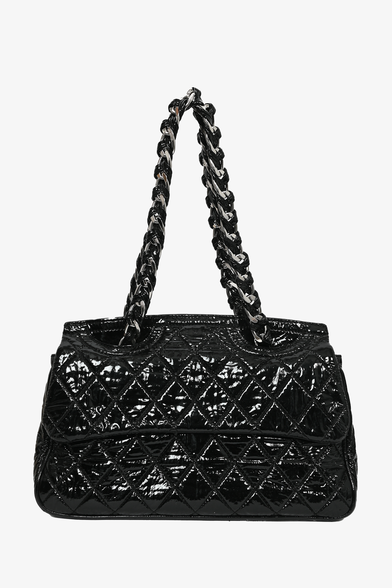Pre-loved Chanel™ 2008/2009 Black Patent Leather Classic CC Flap Bag