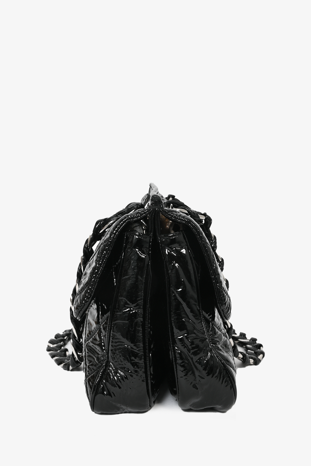 Pre-loved Chanel™ 2008/2009 Black Patent Leather Classic CC Flap Bag