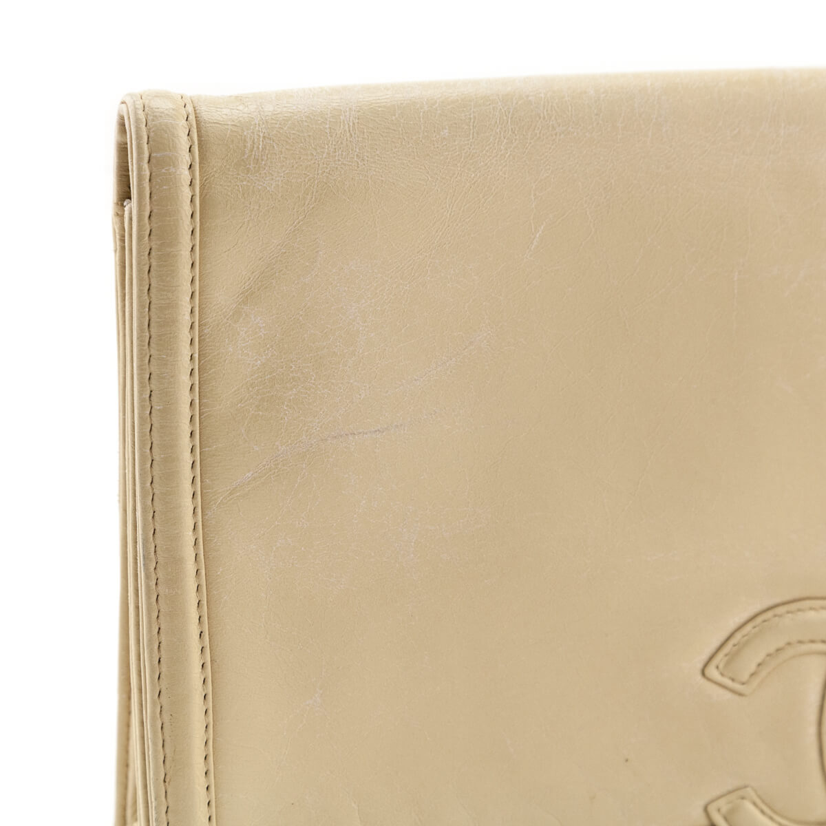 Chanel Beige Lambskin Vintage CC Clutch