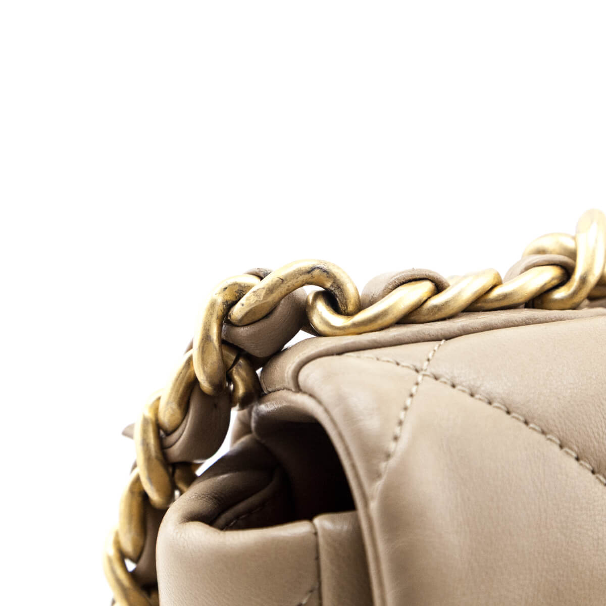 Chanel Beige Lambskin Quilted Medium Chanel 19