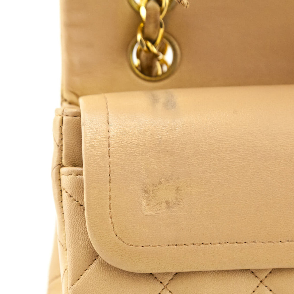 Chanel Beige Lambskin Quilted Medium Double Flap Bag