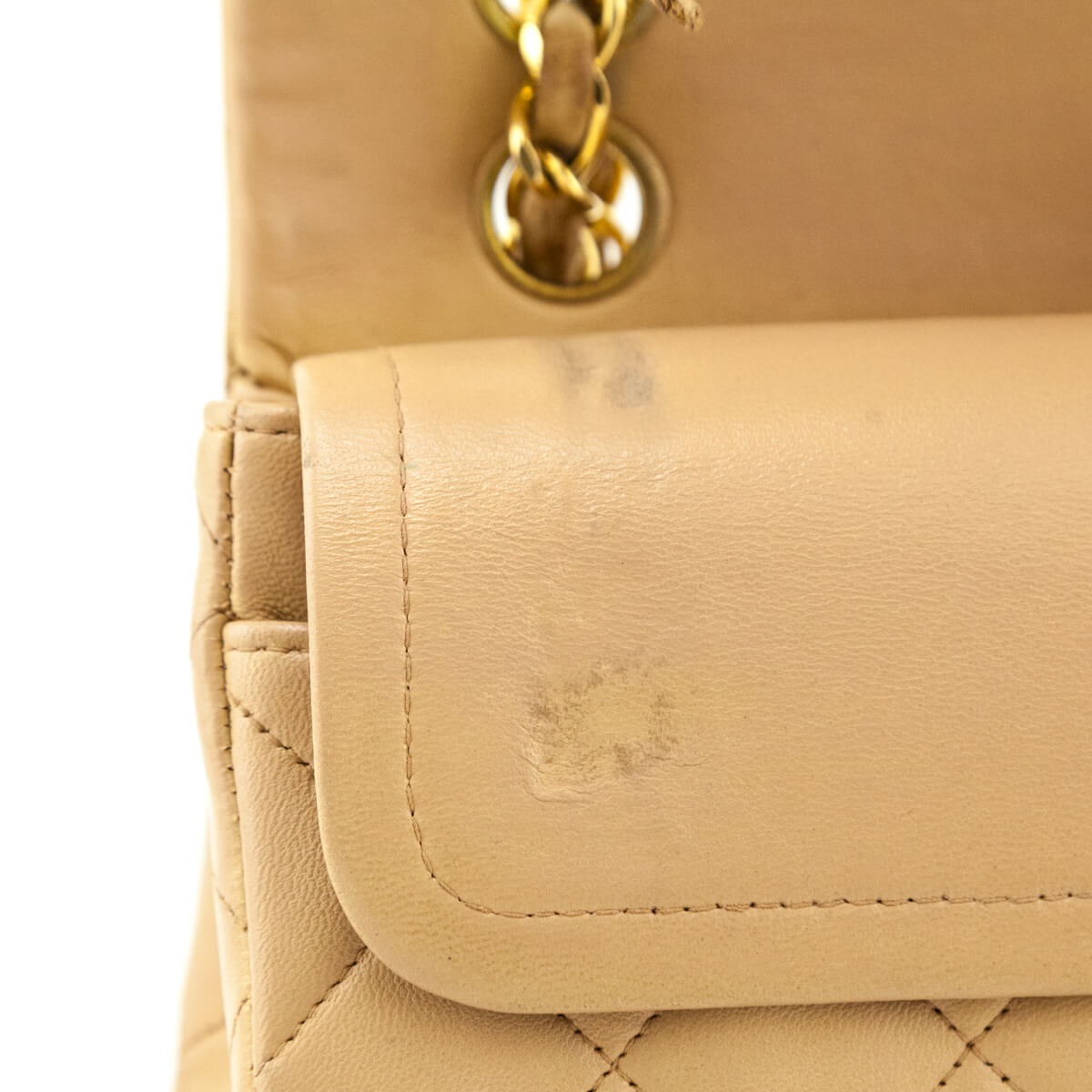 Chanel Beige Lambskin Quilted Medium Double Flap Bag