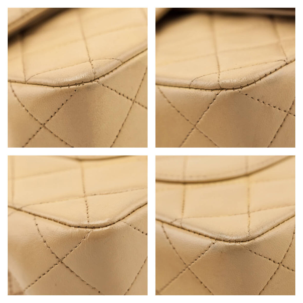 Chanel Beige Lambskin Quilted Medium Double Flap Bag