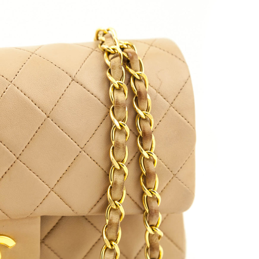 Chanel Beige Lambskin Quilted Medium Double Flap Bag