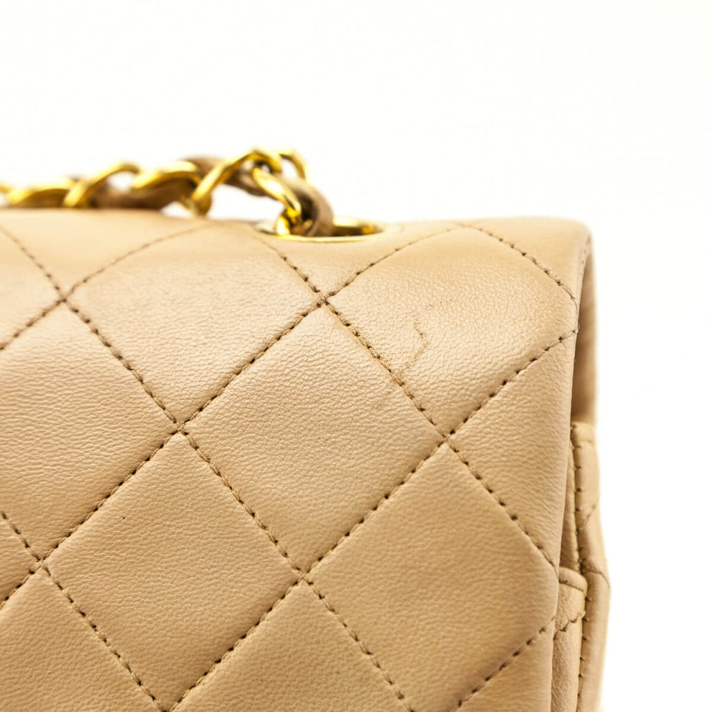 Chanel Beige Lambskin Quilted Medium Double Flap Bag