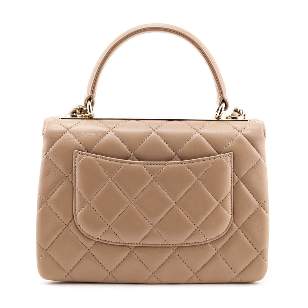 Chanel Beige Lambskin Small Trendy CC Top Handle Flap Bag