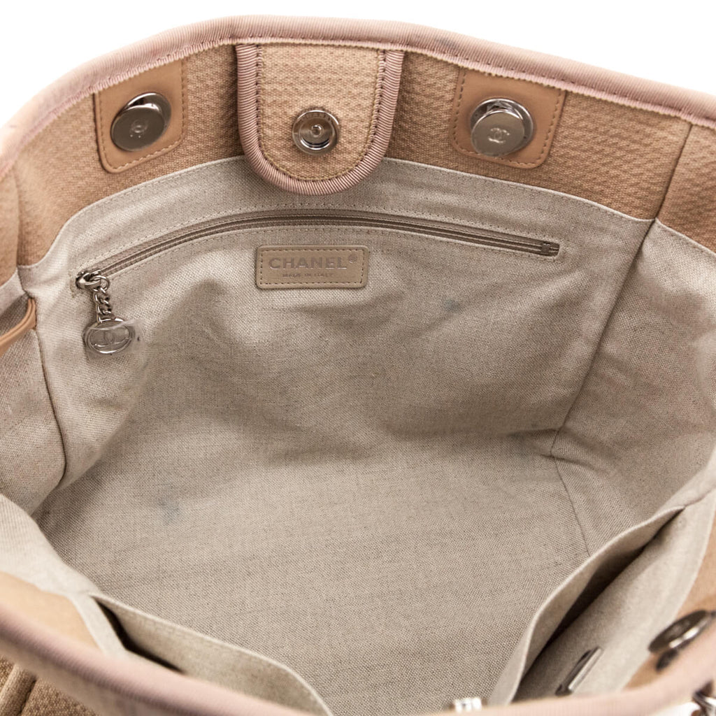 Chanel Beige Mixed Fibers Small Deauville Tote