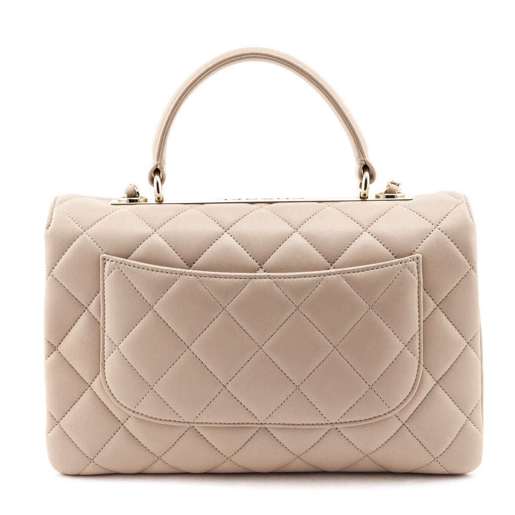 Chanel Beige Quilted Lambskin Medium Trendy CC Flap Dual Handle Bag