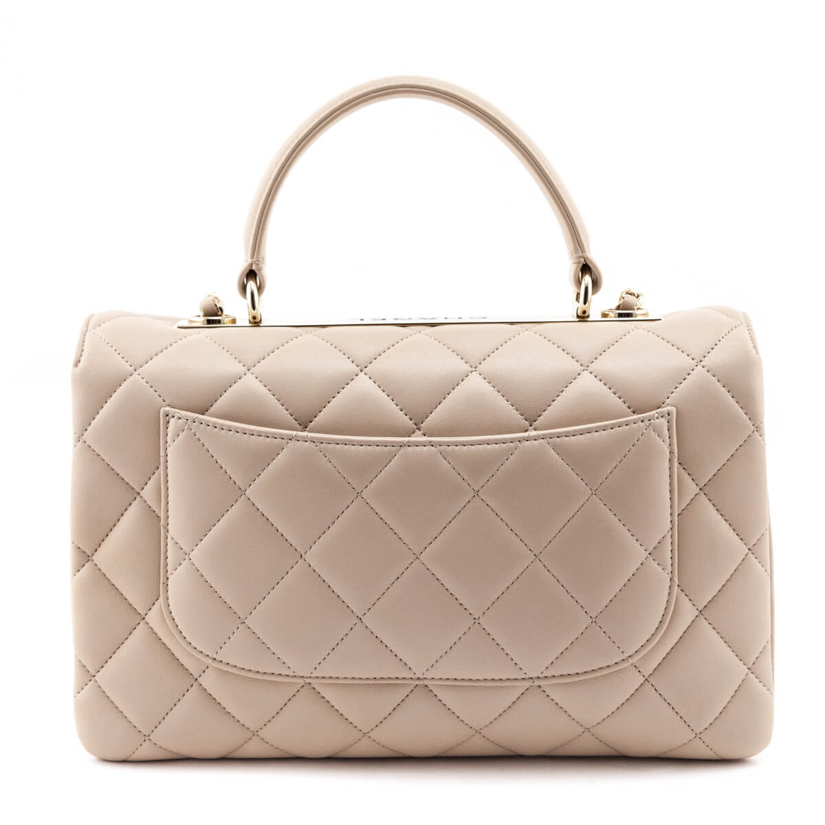 Chanel Beige Quilted Lambskin Medium Trendy CC Flap Dual Handle Bag