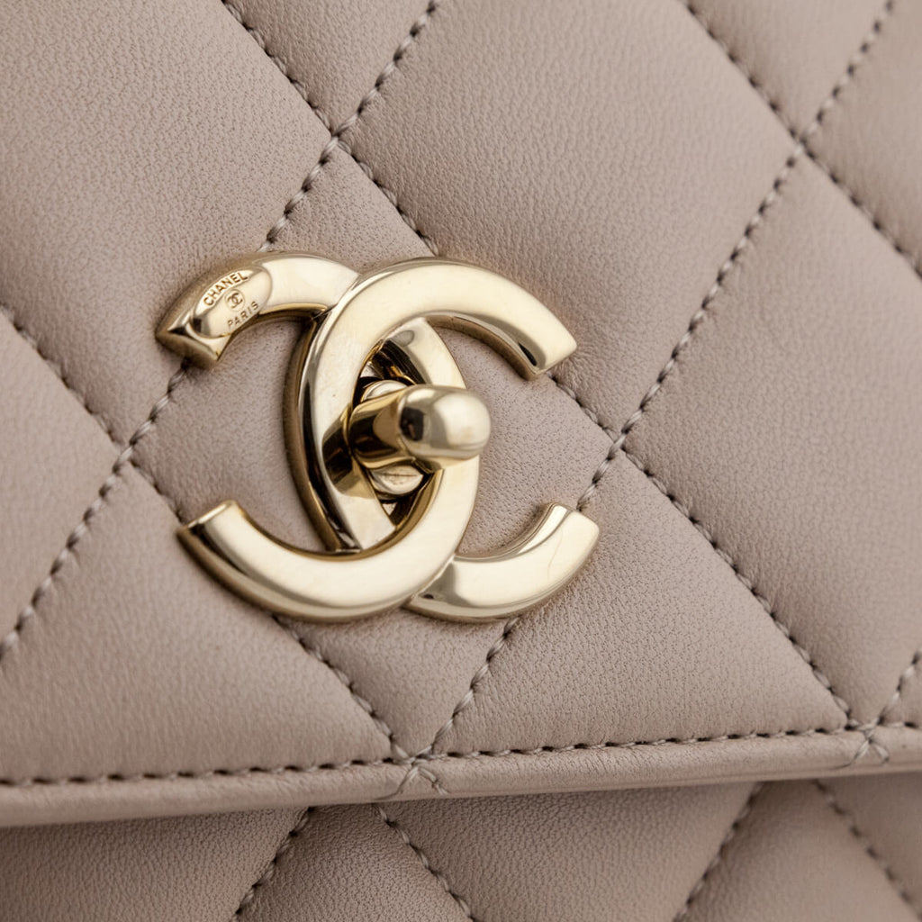 Chanel Beige Quilted Lambskin Medium Trendy CC Flap Dual Handle Bag