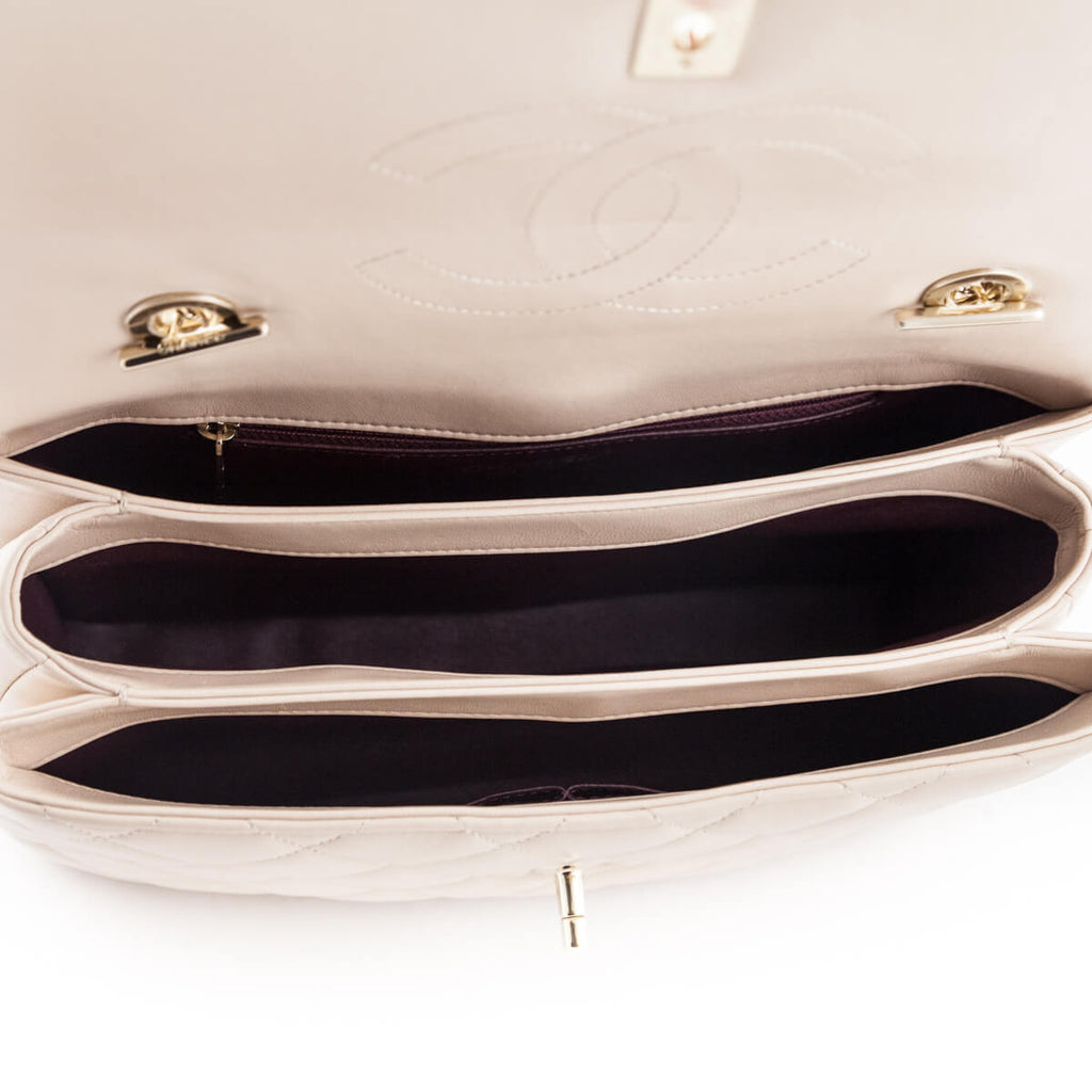 Chanel Beige Quilted Lambskin Medium Trendy CC Flap Dual Handle Bag