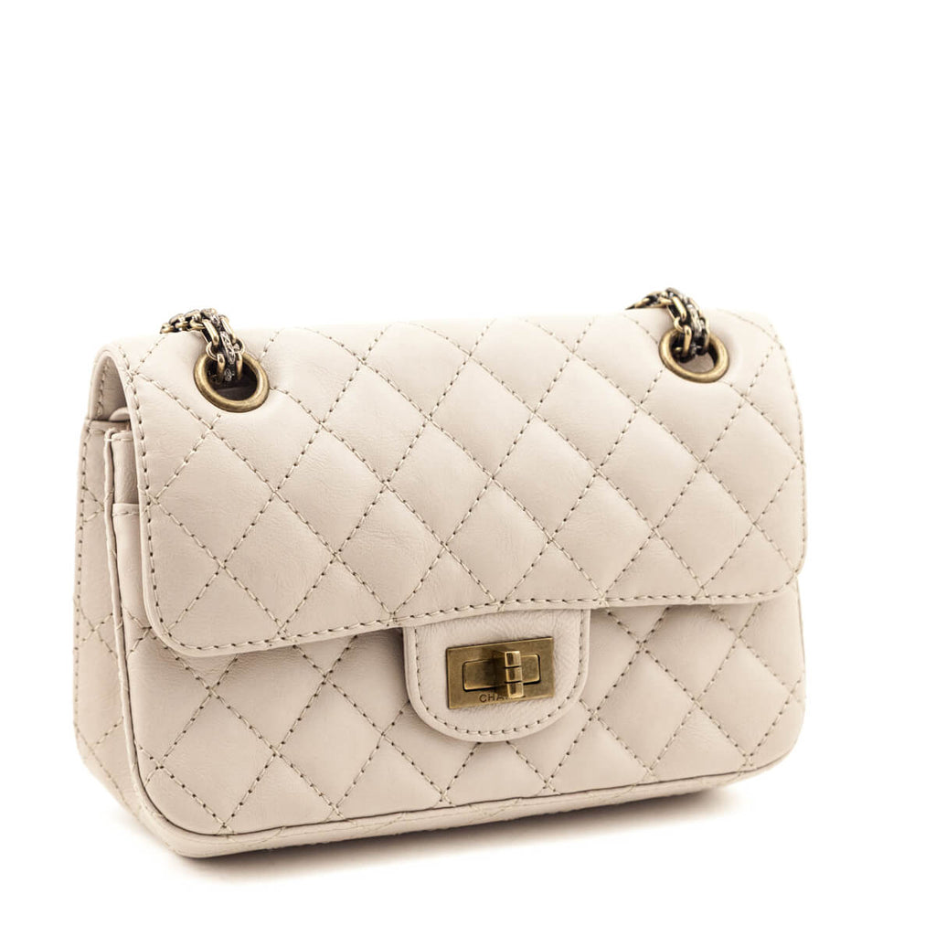 Chanel Beige Sheepskin Quilted 2.55 Reissue Mini Double Flap Bag