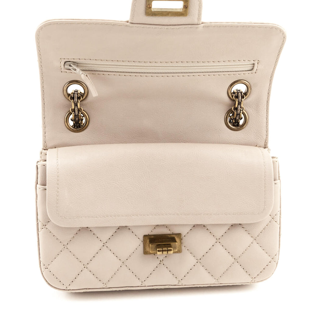 Chanel Beige Sheepskin Quilted 2.55 Reissue Mini Double Flap Bag