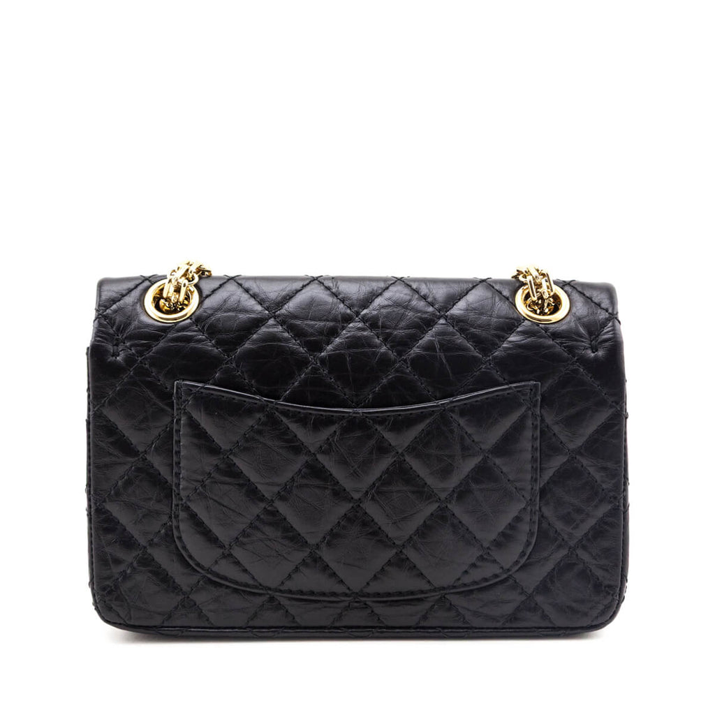 Chanel Black Aged Calfskin Quilted 2.55 Reissue Mini Flap Bag