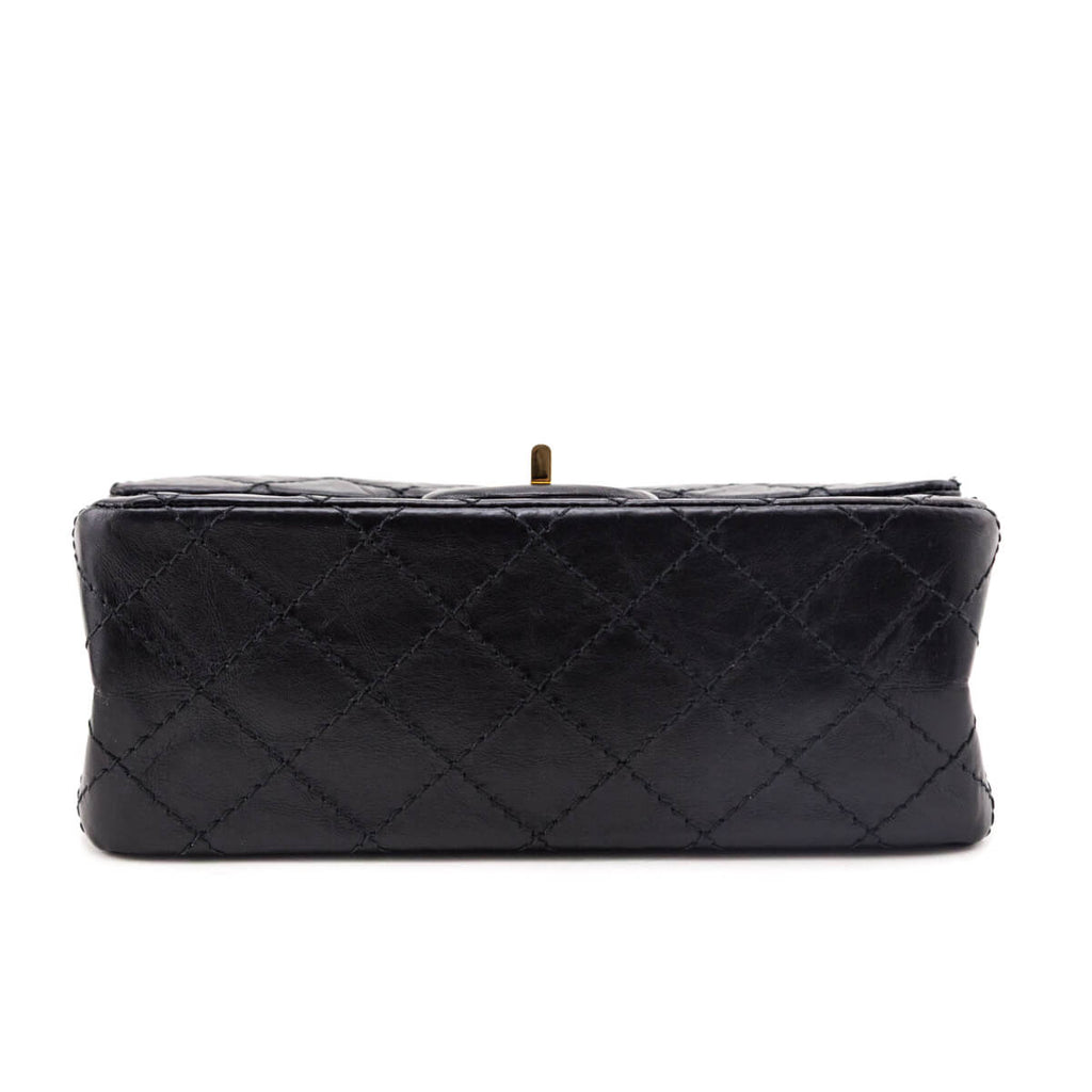 Chanel Black Aged Calfskin Quilted 2.55 Reissue Mini Flap Bag
