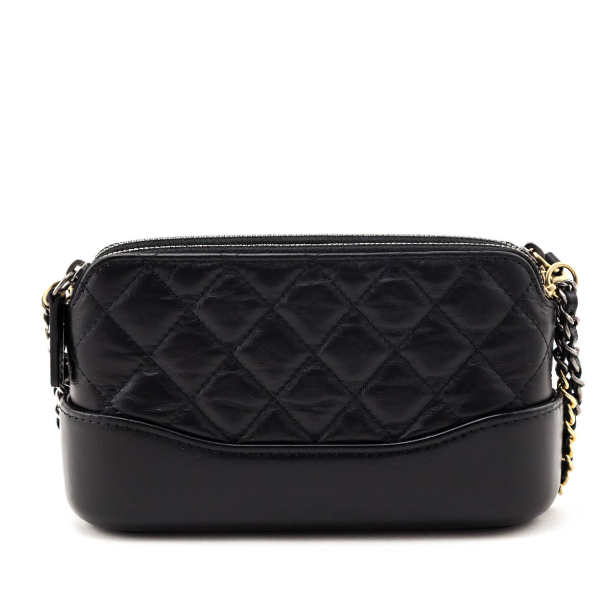 Chanel Black Aged Calfskin Quilted Small Gabrielle Clutch With Chain