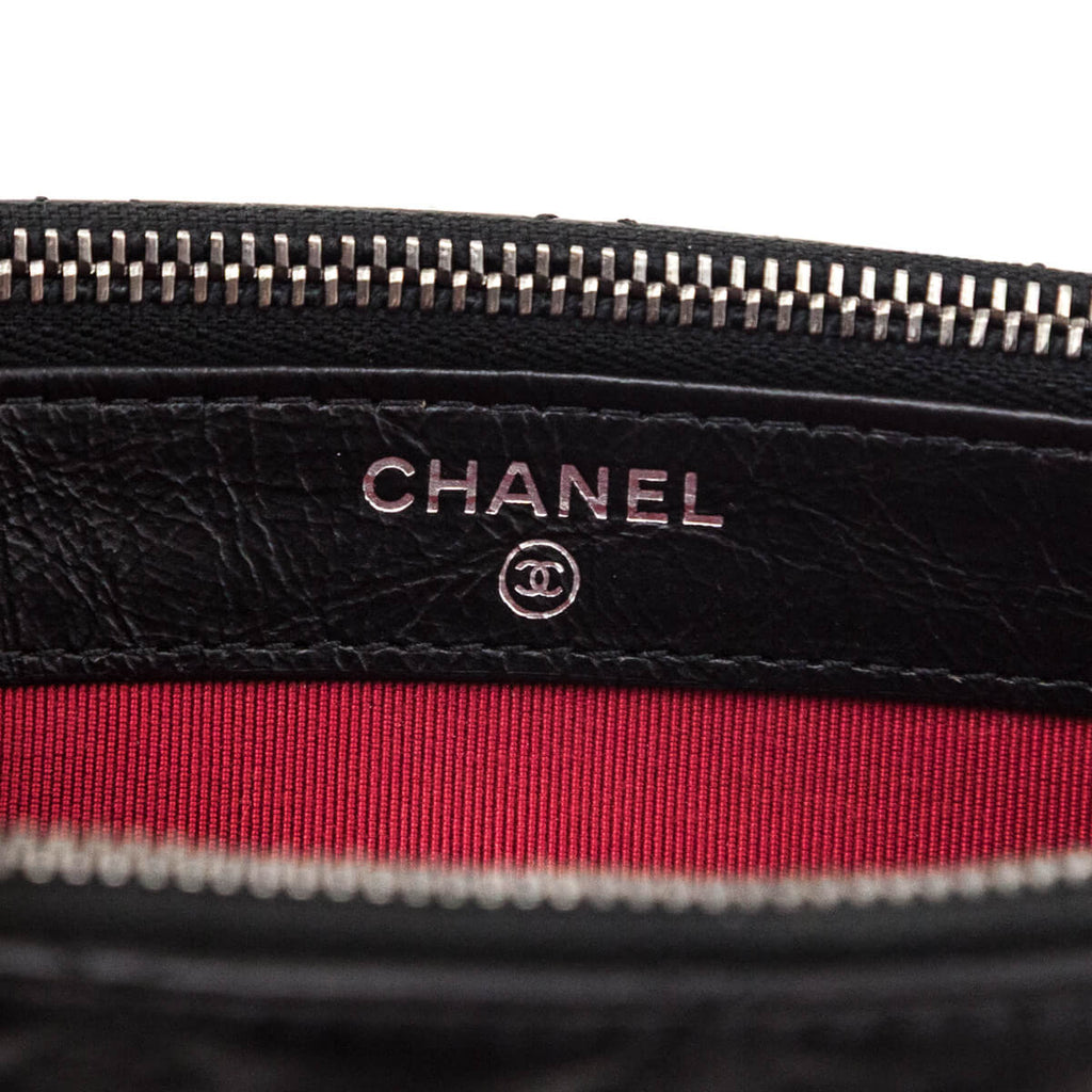 Chanel Black Aged Calfskin Quilted Small Gabrielle Clutch With Chain