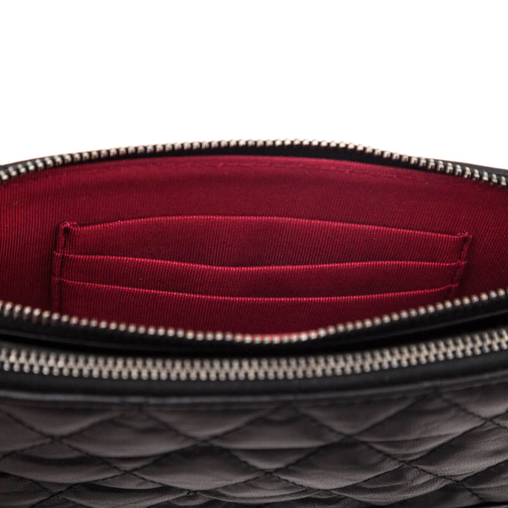 Chanel Black Aged Calfskin Quilted Small Gabrielle Clutch With Chain