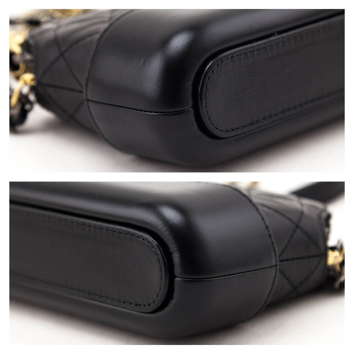 Chanel Black Aged Calfskin Quilted Small Gabrielle Clutch With Chain