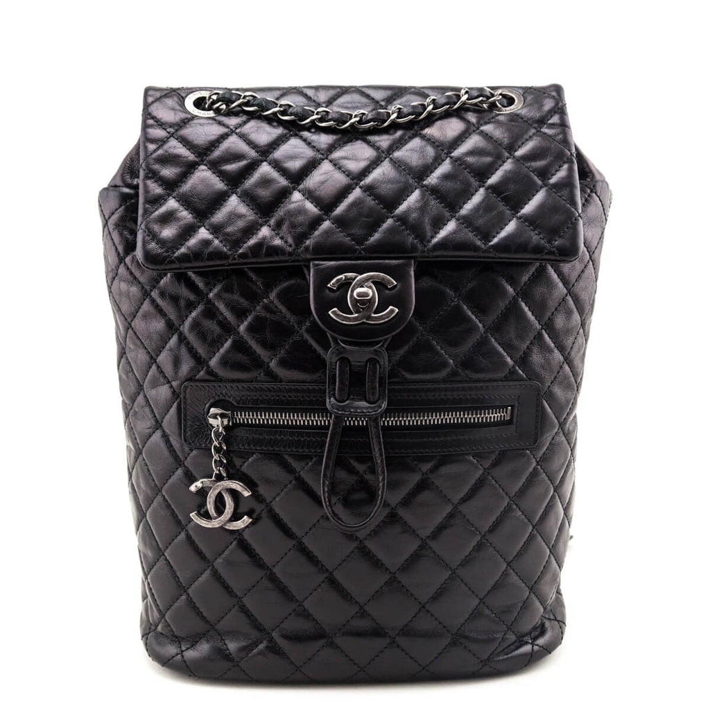 Chanel Black Calfskin Quilted Large Salzburg Mountain Backpack