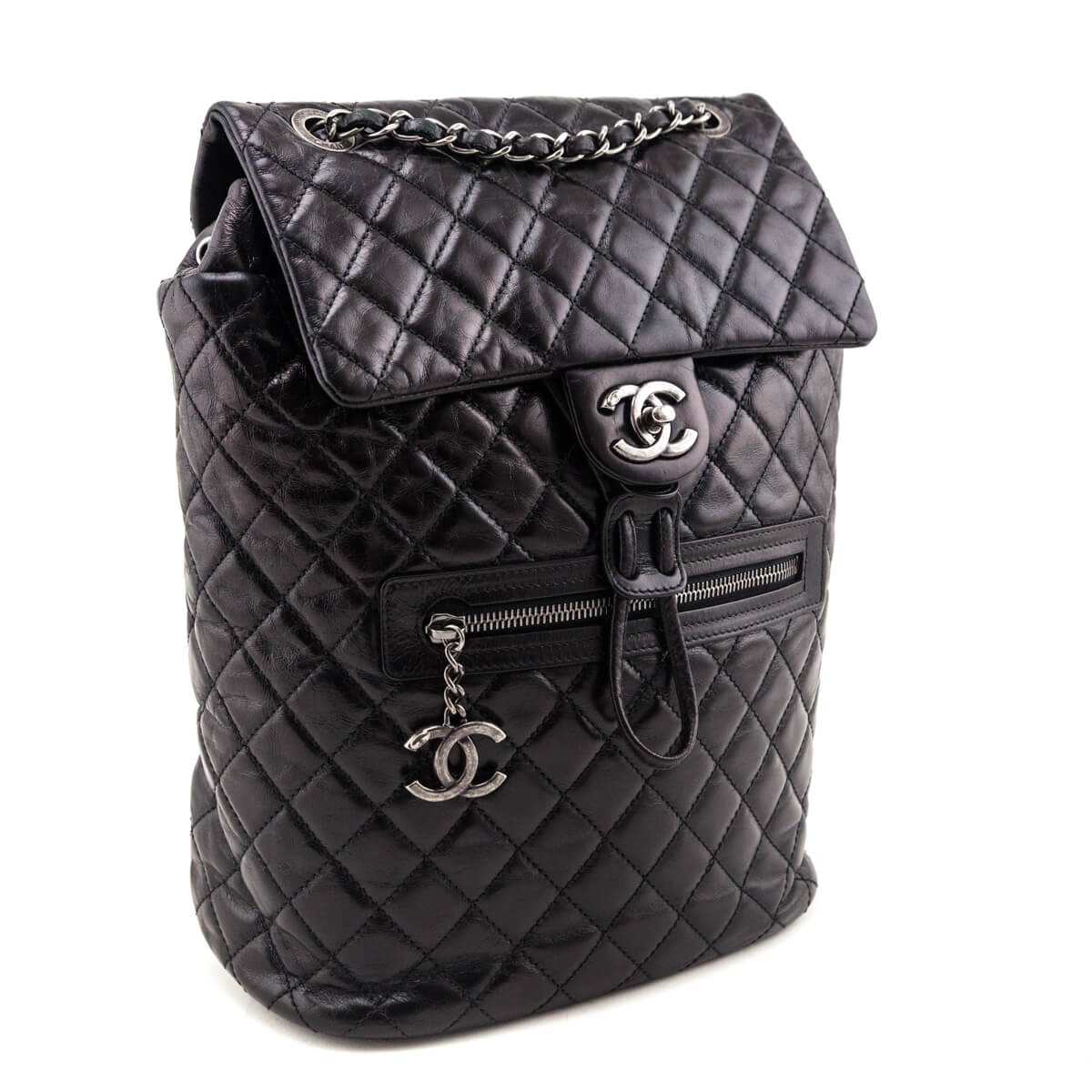 Chanel Black Calfskin Quilted Large Salzburg Mountain Backpack