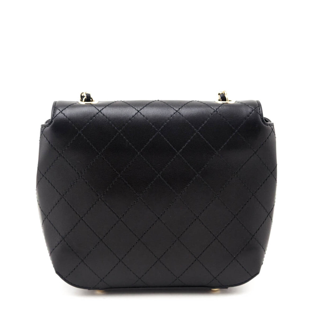 Chanel Black Calfskin Stitched Small Covered CC Flap Bag