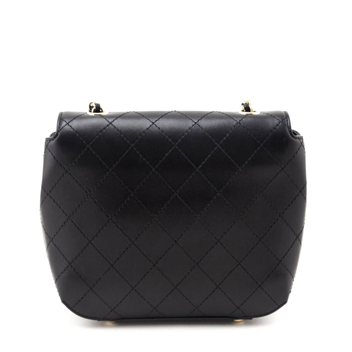 Chanel Black Calfskin Stitched Small Covered CC Flap Bag