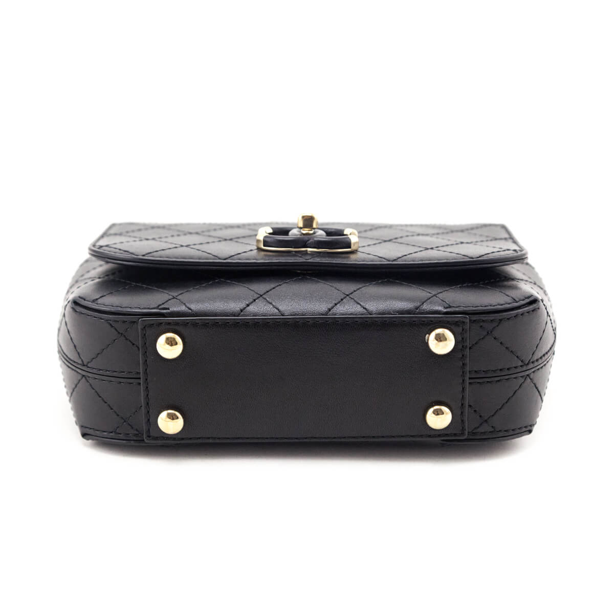 Chanel Black Calfskin Stitched Small Covered CC Flap Bag