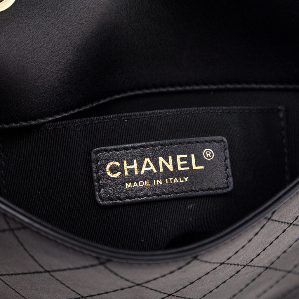 Chanel Black Calfskin Stitched Small Covered CC Flap Bag