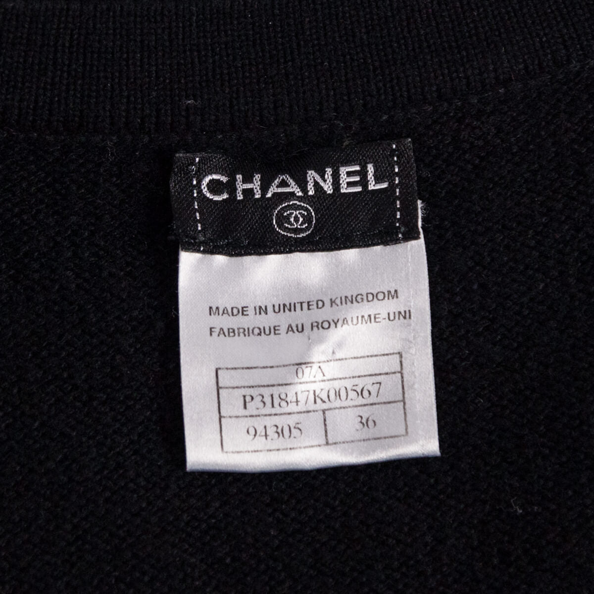 Chanel Black Cashmere Knit Coco Mini Dress Size XS | FR 36