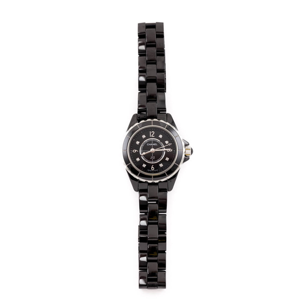Chanel Black Ceramic & Diamonds J12 29mm Watch