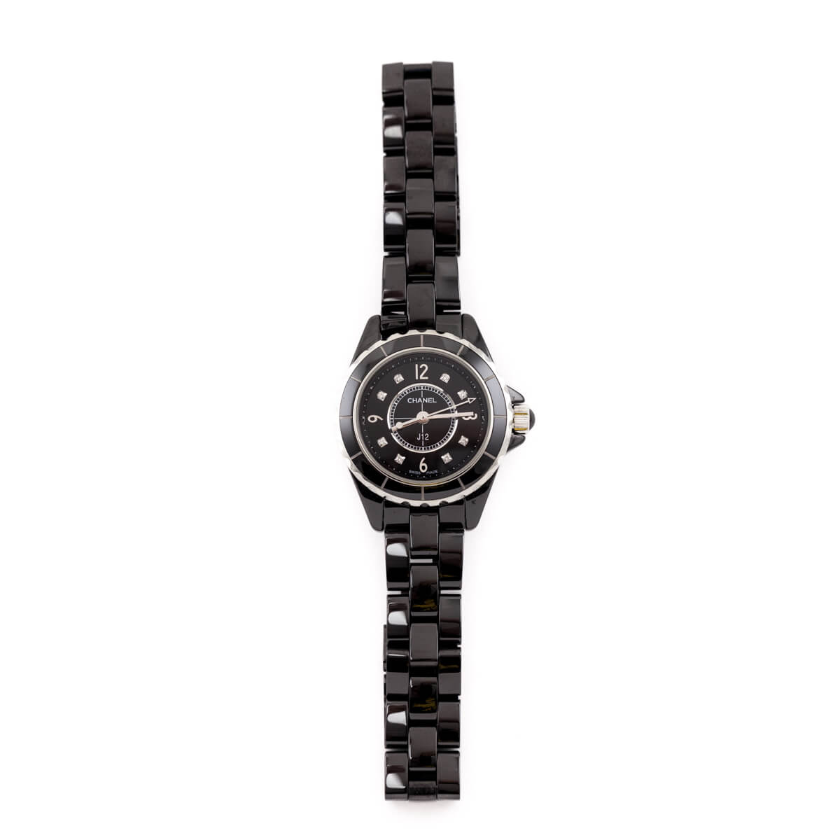 Chanel Black Ceramic & Diamonds J12 29mm Watch