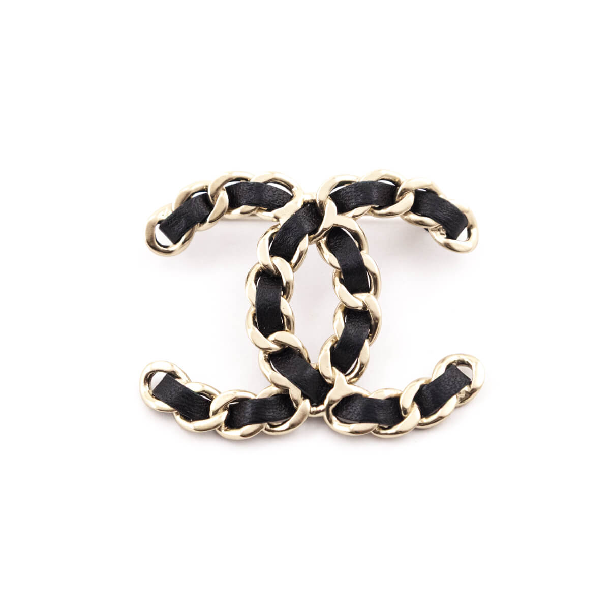 Chanel Black Gold Lambskin Chain CC Brooch